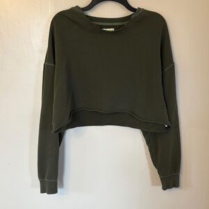 Offline by Aerie Olive Green Cropped Sweatshirt
